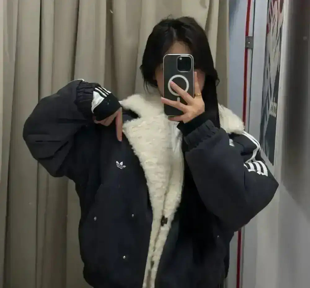 Adidas Originals Oversized Faux Suede Sherpa Jacket