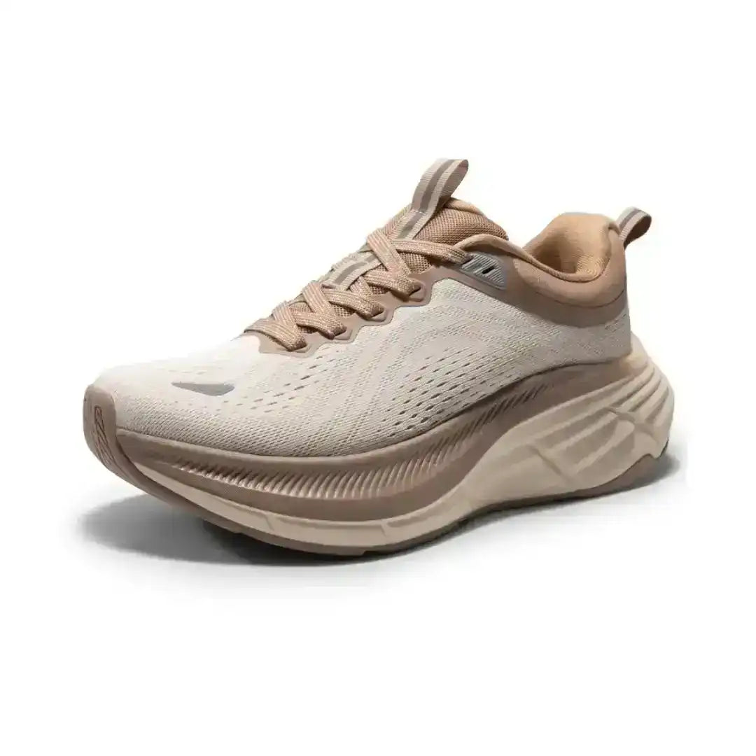 Beige/Khaki Mesh Running Sneakers – Lightweight Platform